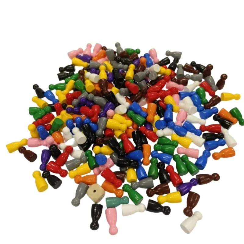 Board Game Illustration - 100 Pcs Colorful Wooden Chess Markers