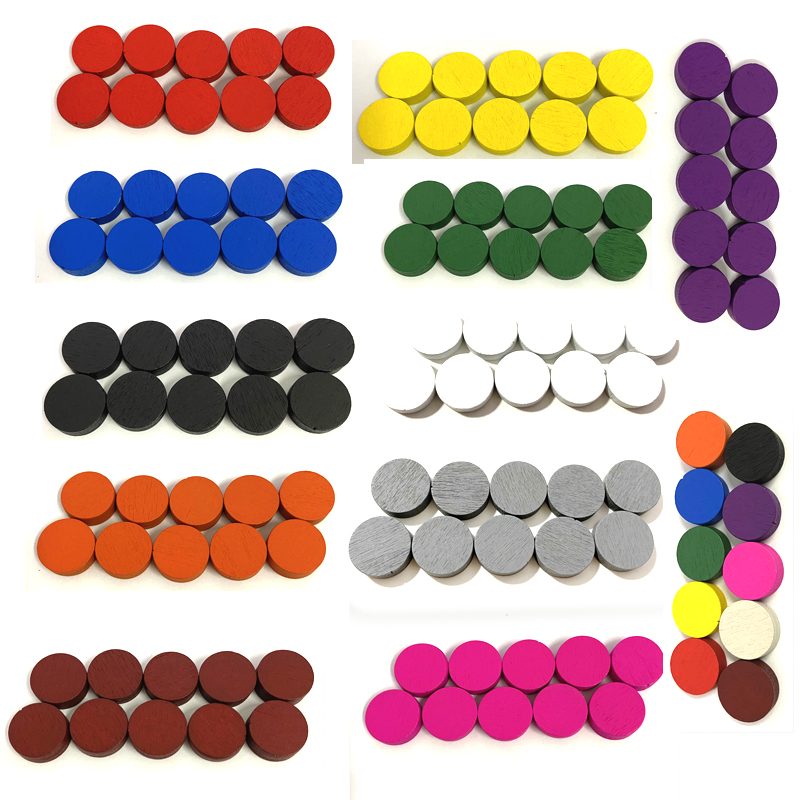 Board Game Illustration - 50pieces 15*5MM 11 Colors Wooden Disk