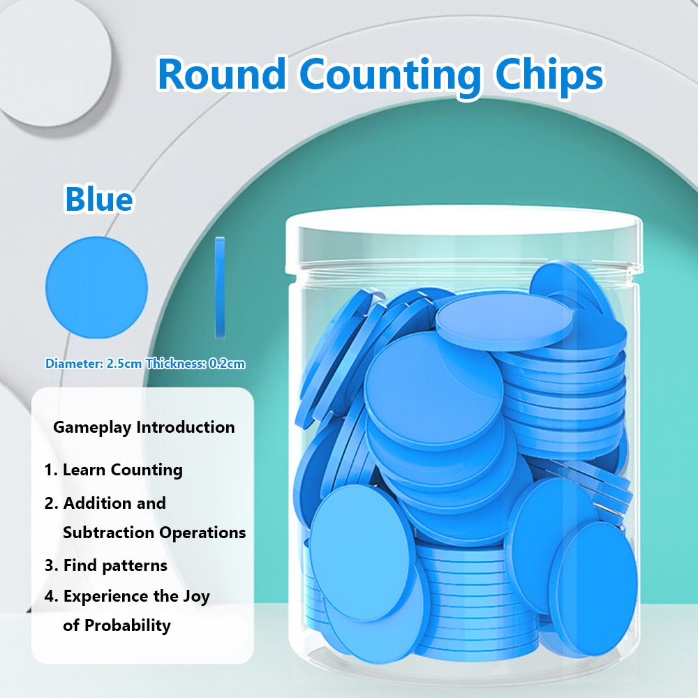 Board Game Illustration - 100pcs Plastic Counting Chips Addition Subtraction