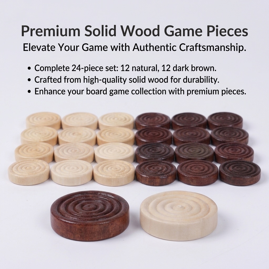 24 Pcs/Set Wooden Round Checke - đánh giá và giá Board Game Vantage