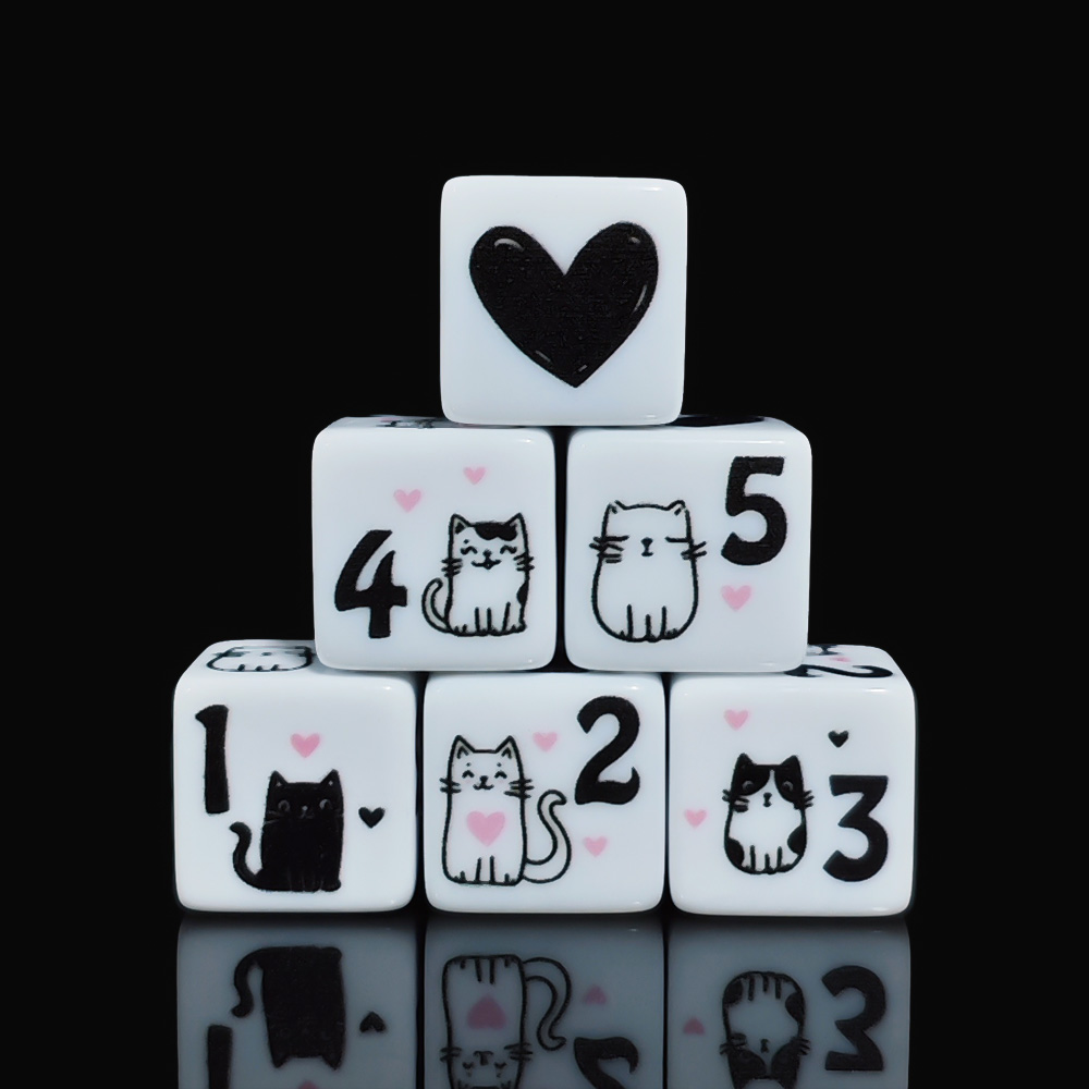 12Pcs/Set 16mm Cute Cat Dice,  - đánh giá và giá Board Game Illustration