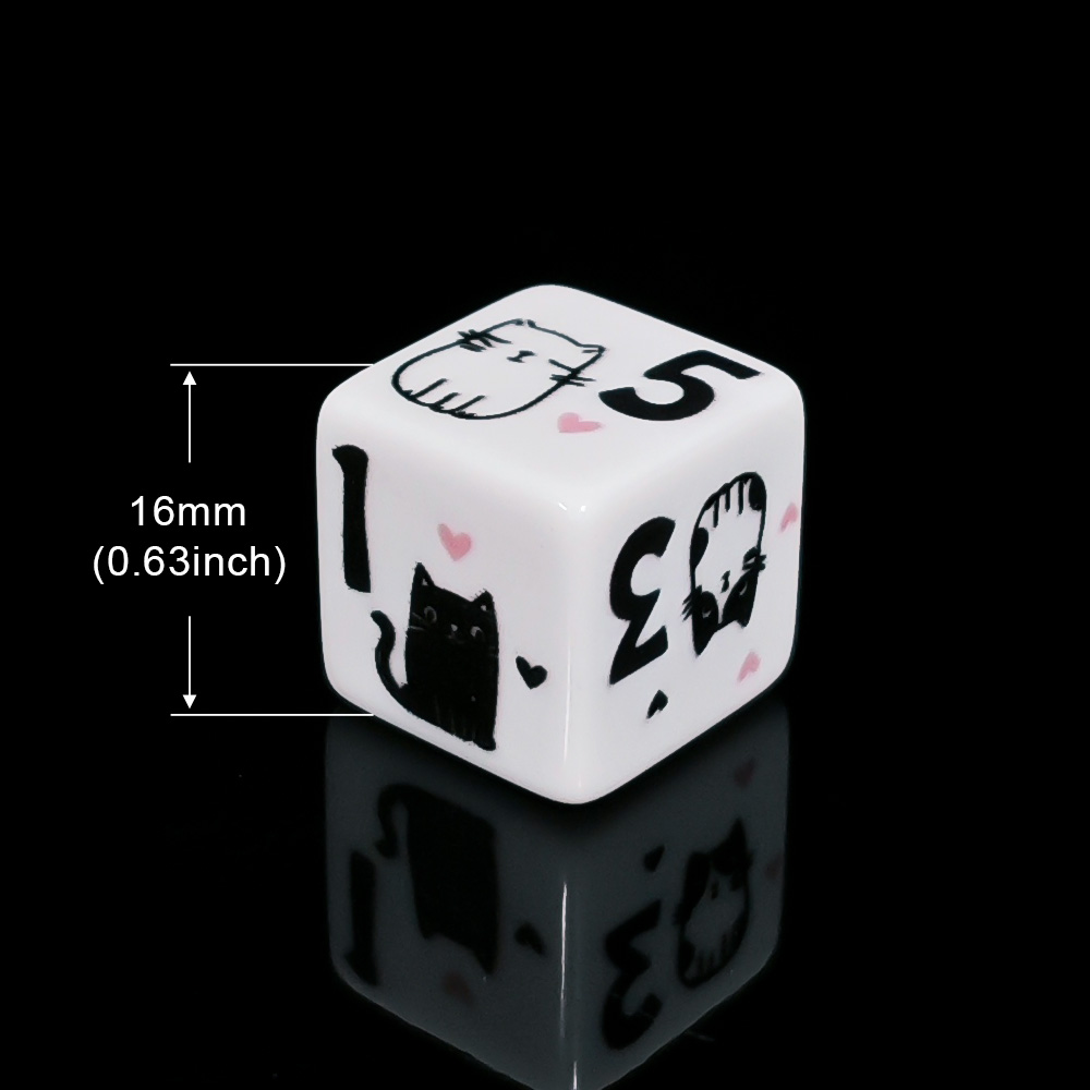 12Pcs/Set 16mm Cute Cat Dice,  - đánh giá và giá Board Game Illustration